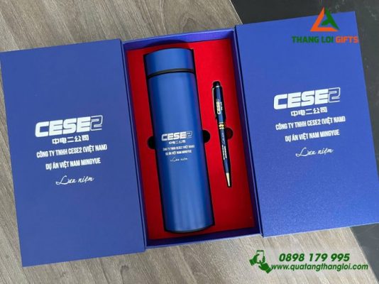 Set Quà Tặng (Bình + Bút) – In Khắc Logo Doanh Nghiệp CESE2