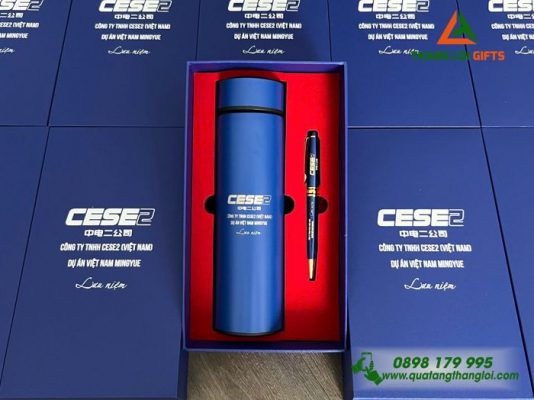 Set Quà Tặng (Bình + Bút) – In Khắc Logo Doanh Nghiệp CESE2