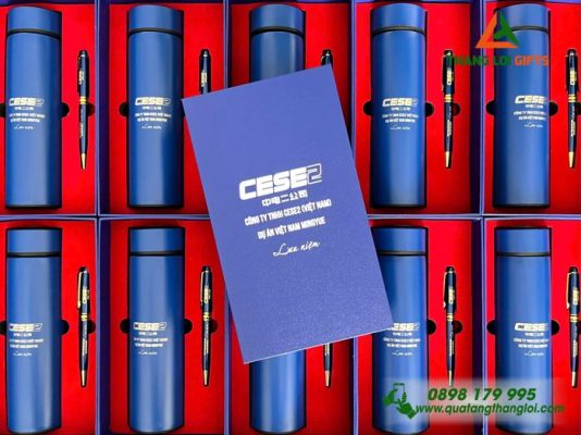 Set Quà Tặng (Bình + Bút) – In Khắc Logo Doanh Nghiệp CESE2