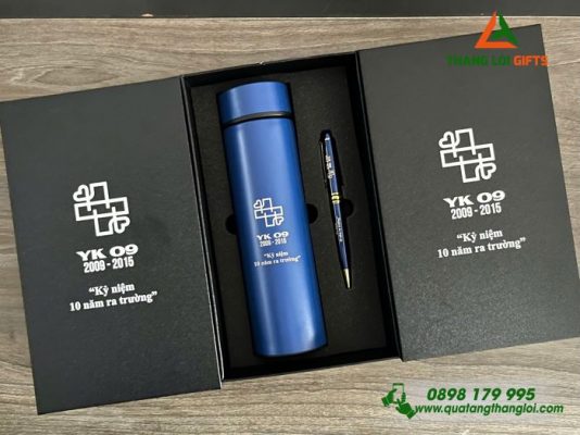 Set Quà Tặng (Bình+Bút) – In Khắc Logo Kỷ Niệm 10 Năm Ra Trường