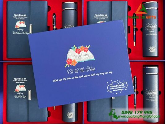 Bộ Quà Tặng (Sổ+Bình+Bút) - In Khắc Tên Trường THCS Linh Trung