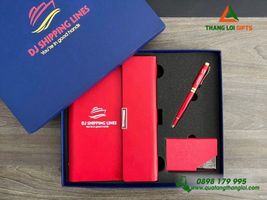 Gifset (Sổ+ Namecard+ Bút) - In Khắc Logo Doanh Nghiệp DJ SHIPPING LINES