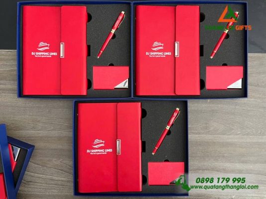 Gifset (Sổ+ Namecard+ Bút) - In Khắc Logo Doanh Nghiệp DJ SHIPPING LINES