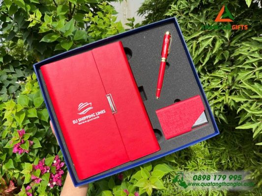 Set Quà Tặng (Sổ+ Namecard+ Bút) - In Khắc Logo Doanh Nghiệp DJ SHIPPING LINES