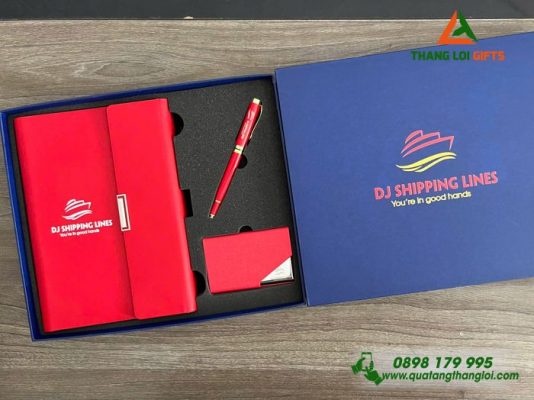 Set Quà Tặng (Sổ+ Namecard+ Bút) - In Khắc Logo Doanh Nghiệp DJ SHIPPING LINES