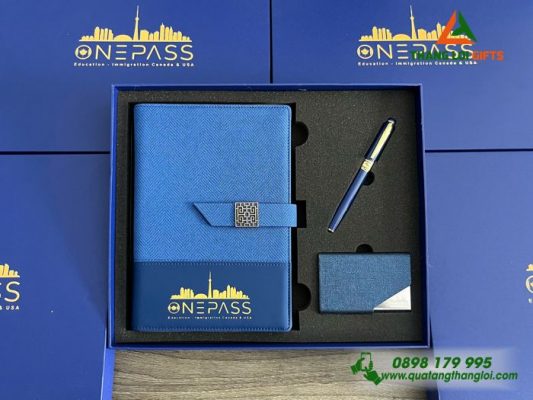 Giftset (Sổ +Namecard +Bút) – In Khắc Logo Doanh Nghiệp ONEPASS