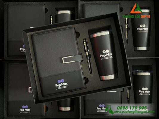 Combo Quà Tặng (Sổ+Ly+Bút) ) - In Khắc Logo Pox Max