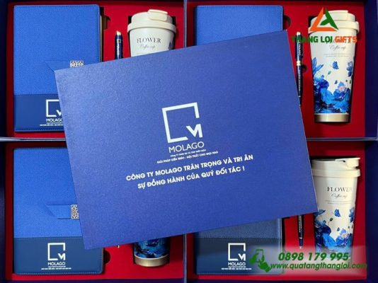 Set Quà Tặng (Sổ+Ly+Bút) - In Khắc Logo Doanh Nghiệp MOLAGO