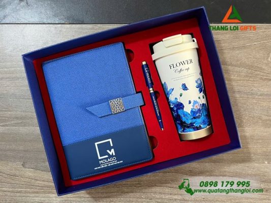 Set Quà Tặng (Sổ+Ly+Bút) - In Khắc Logo Doanh Nghiệp MOLAGO