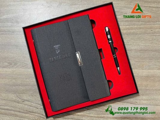  Combo Quà Tặng (Sổ+ Bút) - In Khắc Logo Doanh Nghiệp TESEF.NET
