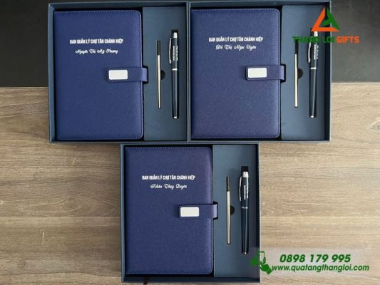Set Quà Tặng (Sổ+ Bút) – In Khắc Tên Ban Quản Lý Chợ Tân Chánh Hiệp