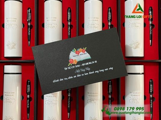Bộ Quà Tặng (Bình+ Bút) – Khắc Tên Làm Quà Tặng Trường Lớp 