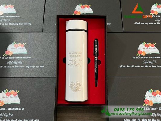 Bộ Quà Tặng (Bình+ Bút) – Khắc Tên Làm Quà Tặng Trường Lớp