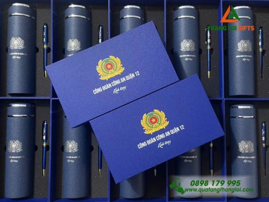 Combo Quà Tặng (Bình+ Bút) – Khắc Logo Công Đoàn Công An Quận 12