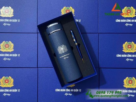 Combo Quà Tặng (Bình+ Bút) – Khắc Logo Công Đoàn Công An Quận 12