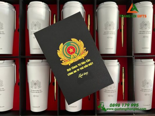 Gifset (Ly Giữ Nhiệt + Bút Ký) - In Khắc Logo Đội Chính Trị Hậu Cần
