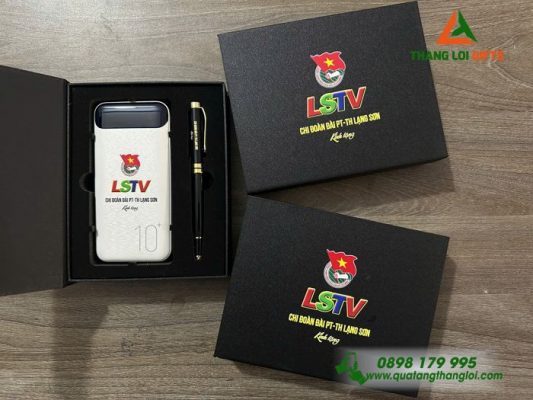 Set Quà Tặng (Pin + Bút) – In Khắc Logo Đài PT-TH Lạng Sơn