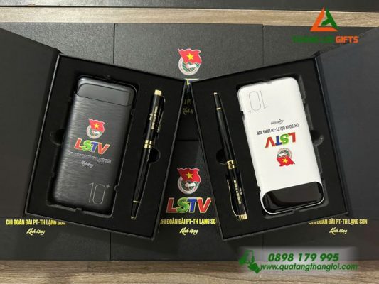 Bộ Quà Tặng (Pin Sạc+Bút Ký) – In Khắc Logo Chi Đoàn Đài PT-TH Lạng Sơn