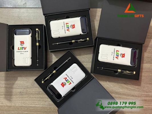 Set Quà Tặng (Pin + Bút) – In Khắc Logo Đài PT-TH Lạng Sơn