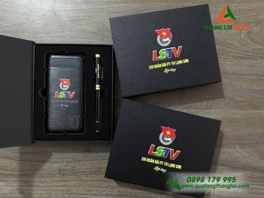Set Quà Tặng (Pin + Bút) – In Khắc Logo Đài PT-TH Lạng Sơn