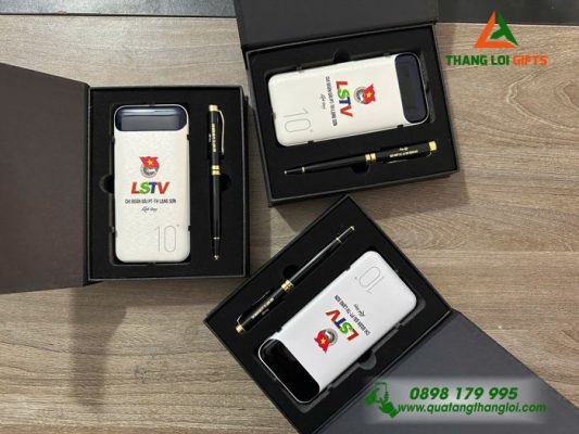 Bộ Quà Tặng (Pin Sạc+Bút Ký) – In Khắc Logo Chi Đoàn Đài PT-TH Lạng Sơn