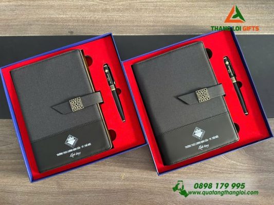 Set Quà Tặng (Sổ+Bút) - In Khắc Logo Trường THCS Lương Định Của