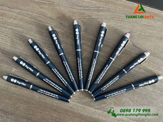 Bút Ký Parker - Màu Xanh Navy Khoen Bạc - Khắc Logo Pop Max