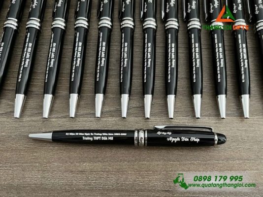 Bút Ký Kim Loại – Màu Đen Khoen Bạc – Khắc Tên Tập Thể Cựu Học Sinh