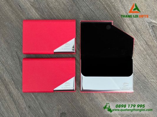 Hộp Đựng Namecard Màu Đỏ - Khắc Logo Doanh Nghiệp DJ Shipping Lines
