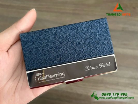 Hộp Đựng Namecard Vuông Màu Xanh – Khắc Tên Làm Quà Tặng