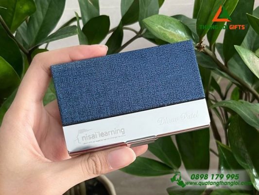 Hộp Đựng Namecard Vuông Màu Xanh – Khắc Tên Làm Quà Tặng
