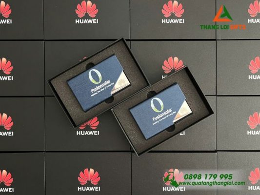 Hộp Đựng Namecard Màu Xanh – In Khắc Logo HUAWEI FUSIONSOLAR