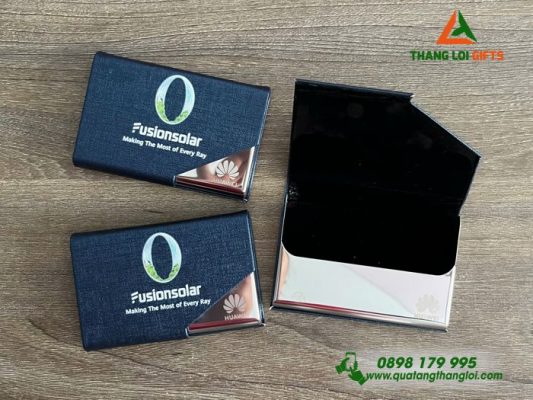 Hộp Đựng Namecard Màu Xanh – In Khắc Logo HUAWEI FUSIONSOLAR