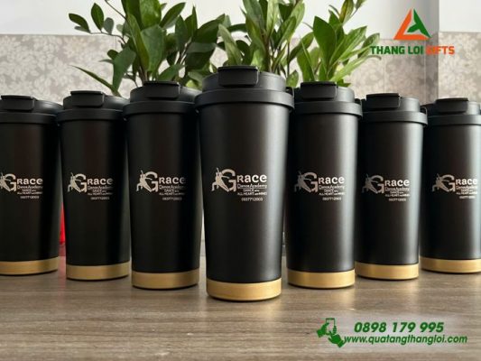 Ly Giữ Nhiệt Coffe 530ml – Màu Đen – Khắc Logo Grace Dance