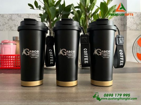 Ly Giữ Nhiệt Coffe 530ml – Màu Đen – Khắc Logo Grace Dance