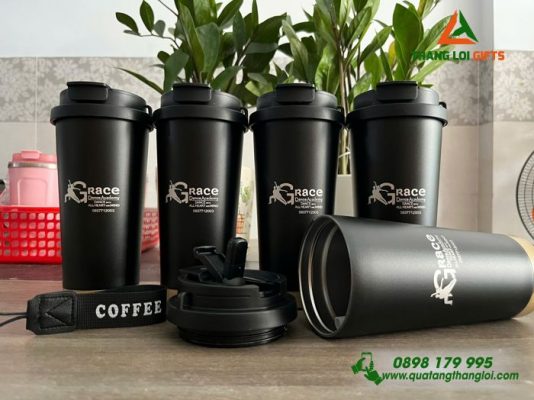 Ly Giữ Nhiệt Coffe 530ml – Màu Đen – Khắc Logo Grace Dance