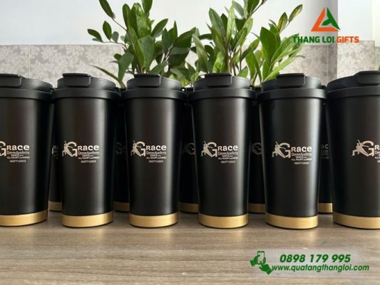 Ly Giữ Nhiệt Coffe 530ml – Màu Đen – Khắc Logo Grace Dance