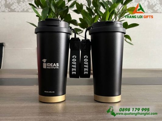 Ly Giữ Nhiệt Coffe 530ml - Màu Đen - Khắc Logo IDEAS Institute