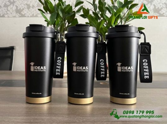 Ly Giữ Nhiệt Coffe 530ml - Màu Đen - Khắc Logo IDEAS Institute