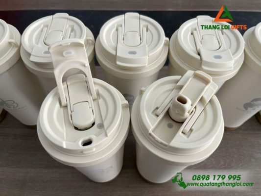 Ly Giữ Nhiệt Màu Trắng Kem - Khắc Logo Doanh Nghiệp Sunny Mart