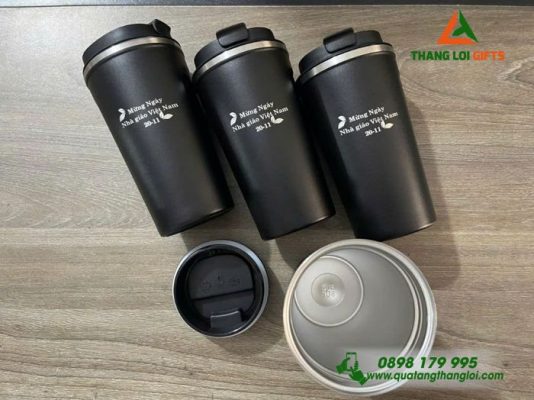 Ly Giữ Nhiệt 510ml - Màu Đen - Khắc Mừng Ngày Tri Ân Thầy Cô