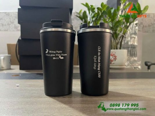 Ly Giữ Nhiệt 510ml - Màu Đen - Khắc Mừng Ngày Tri Ân Thầy Cô
