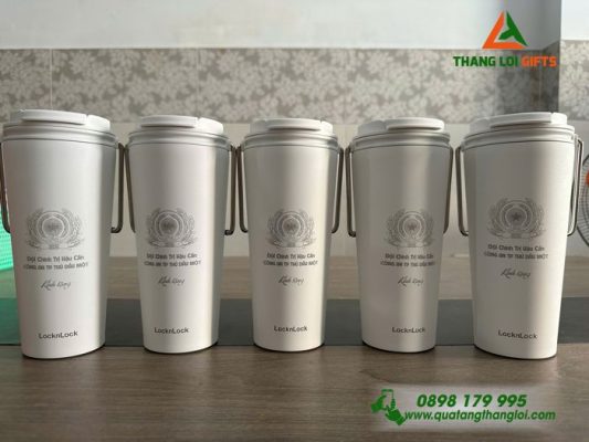 Ly Giữ Nhiệt Lock&Lock Màu Trắng – In Logo Đội Chính Trị Hậu Cần