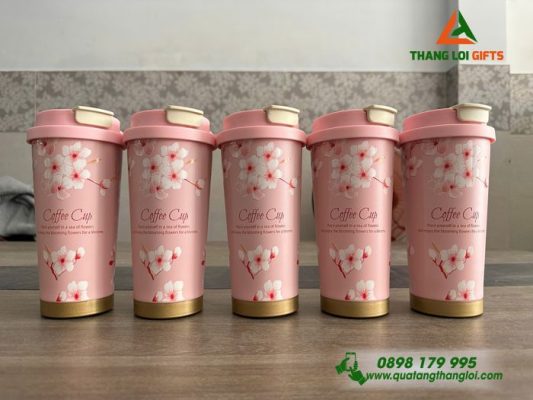 Ly Giữ Nhiệt Coffe 530ml - Màu Hồng - In Khắc Logo Làm Qùa Tặng