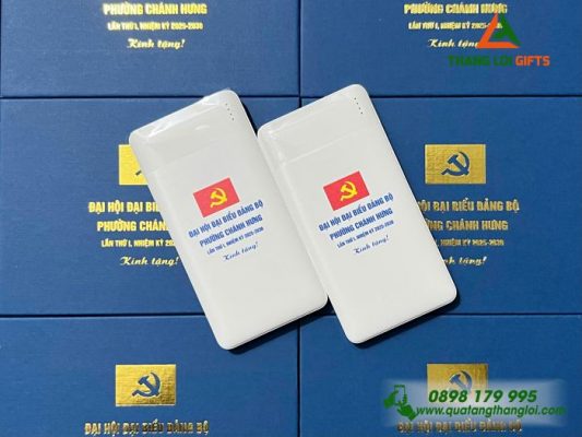Pin Sạc Dự Phòng Hoco - In Logo Đảng Đại Hội Đảng Bộ Chánh Hưng