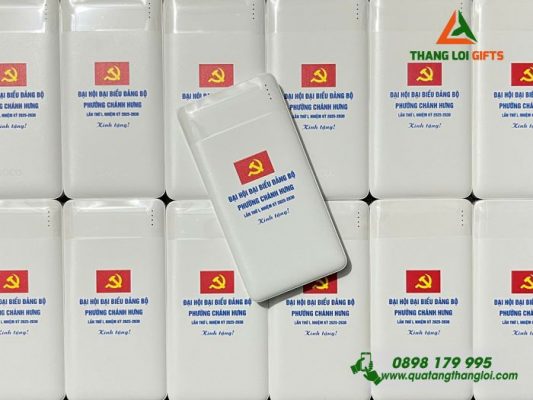 Pin Sạc Dự Phòng Hoco - In Logo Đảng Đại Hội Đảng Bộ Chánh Hưng
