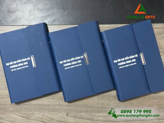 Sổ Tay Bìa Còng Gập 3 - In Tên Đại Hội Đảng Bộ Phường Đông Sơn