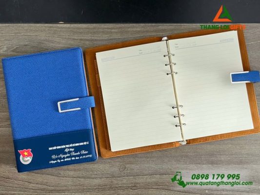 Sổ Tay Bìa Còng - Màu Xanh - In Logo Đoàn Thanh Niên Cộng Sản Việt Nam