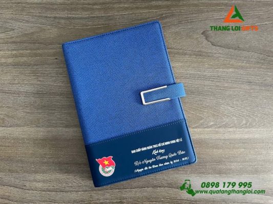 Sổ Tay Bìa Còng - Màu Xanh - In Logo Đoàn Thanh Niên Cộng Sản Việt Nam