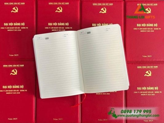 Sổ Tay Dán Gáy – Màu Đỏ – In Logo Đảng Cộng Sản Việt Nam